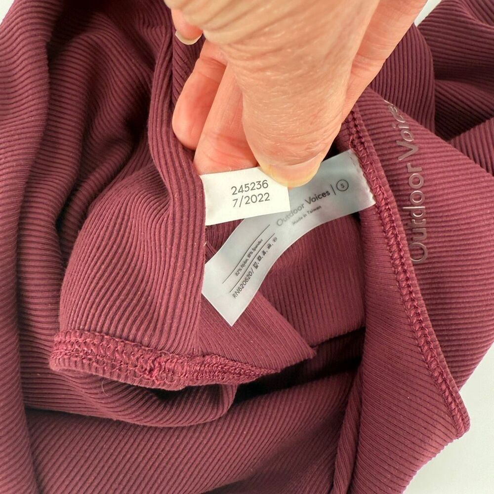 Outdoor Voices Superform Rib‎ Leotard Bodysuit Top Shiraz Burgundy Women Small - Picture 9 of 11